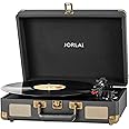 3 Speeds Record Player Vintage Portable Suitcase Turntable, Bluetooth Vinyl Phonograph with Built-in Battery & Speakers, 3.5MM Headphone Jack/AUX/RCA/Belt-Driven, Black