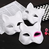COHEALI 15pcs Blank Paper Mache Cat Masks Hand Painted Masquerade DIY Unpainted view 8