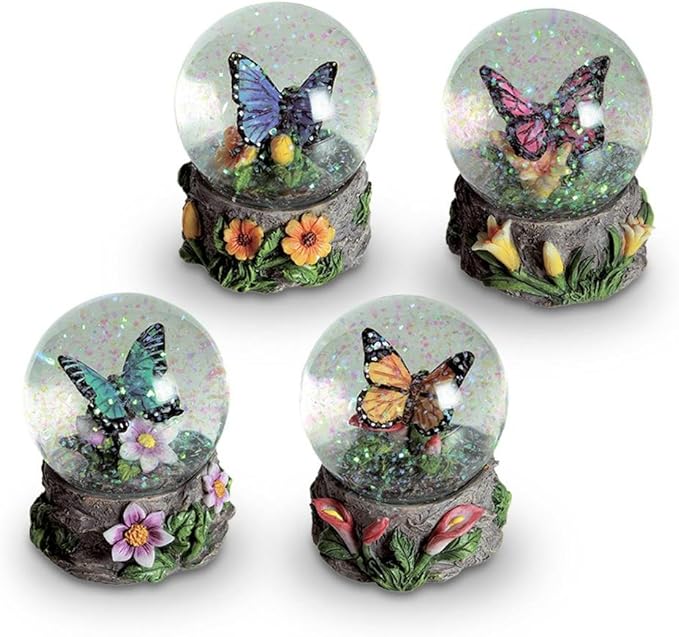4 x Glitter Ball Snow Globe Polyresin Glitter Ball, Glitter, 8.5 cm