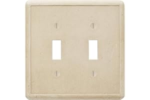 Questech Decor Light Switch Cover, Double Toggle Wall Plate for Electrical Outlets, 2-Gang Double Switch Plates Standard Size Receptacle Cover, Decorative Tumbled Texture, Travertine