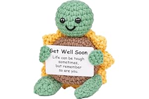 Glydein Get Well Soon Gifts for Women Men - Cute Handmade Crochet Turtle with Sunflower Shell, Positive Get Well Gift for Women Friend Family, Feel Better Gift for Surgery Recovery, Breast Cancer Care