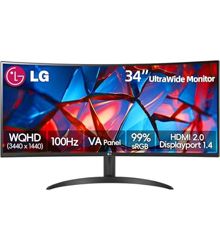 Amazon.com: LG 34 Inch UltraWide Curved Monitor, WQHD(3440 x 1440