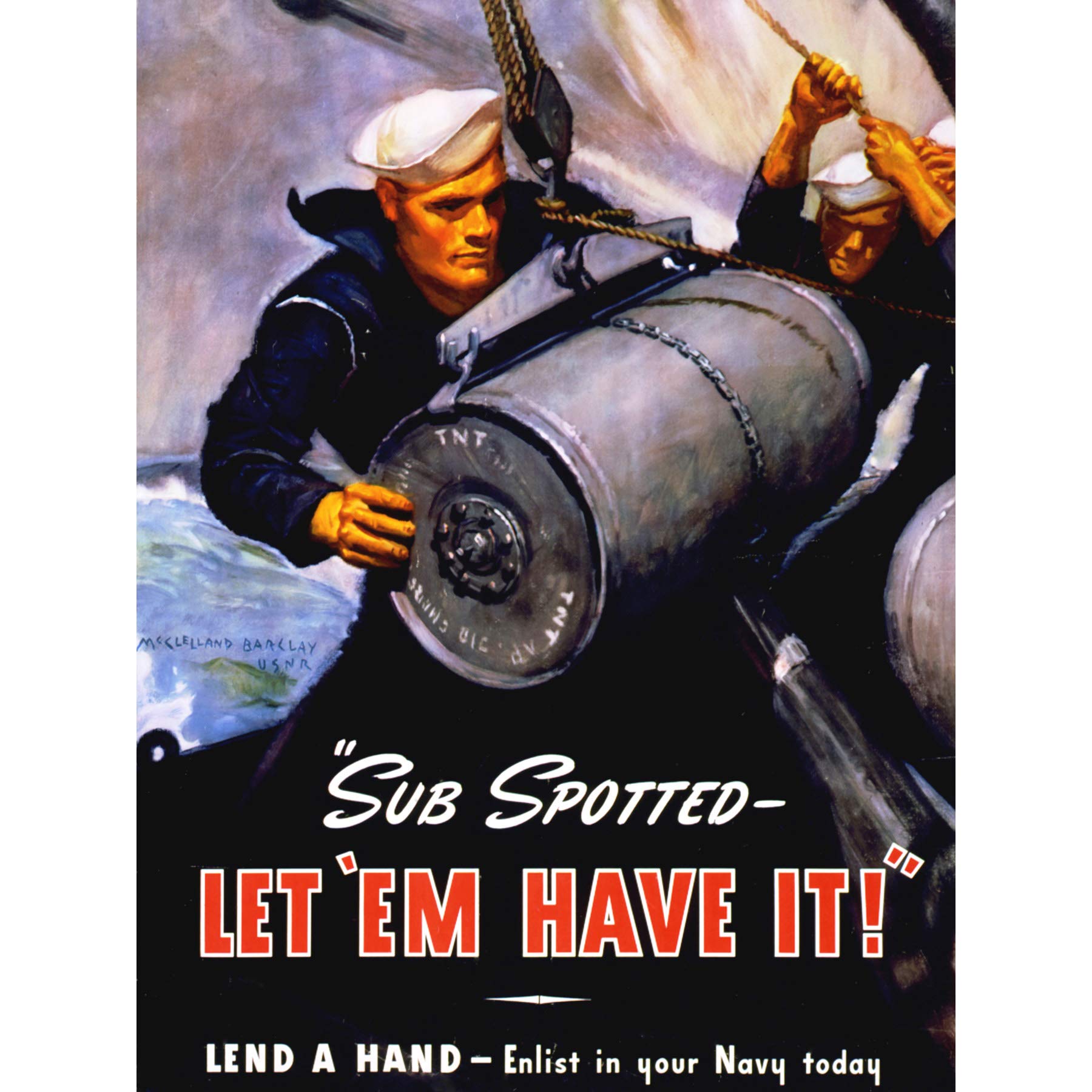 Wee Blue Coo War WWII Us Navy Submarine Tnt Bomb Sailor Military Canvas Print