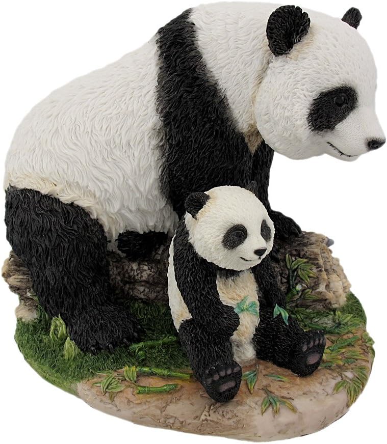 8 Inch Animal Figurine Sitting Panda Bear and Cub Collectible Display