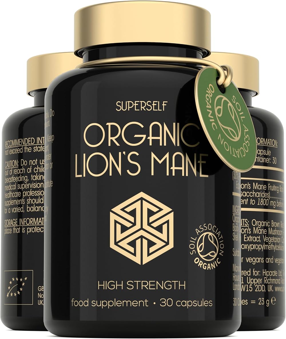 SuperSelf Organic Lion's Mane Supplement 1800mg - 30 Capsules