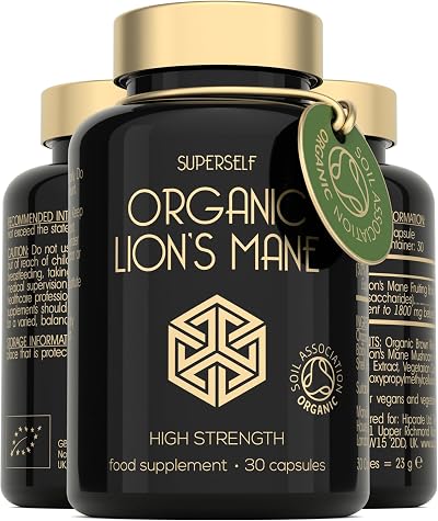SuperSelf Organic Lion's Mane Supplement 1800mg - 30 Capsules