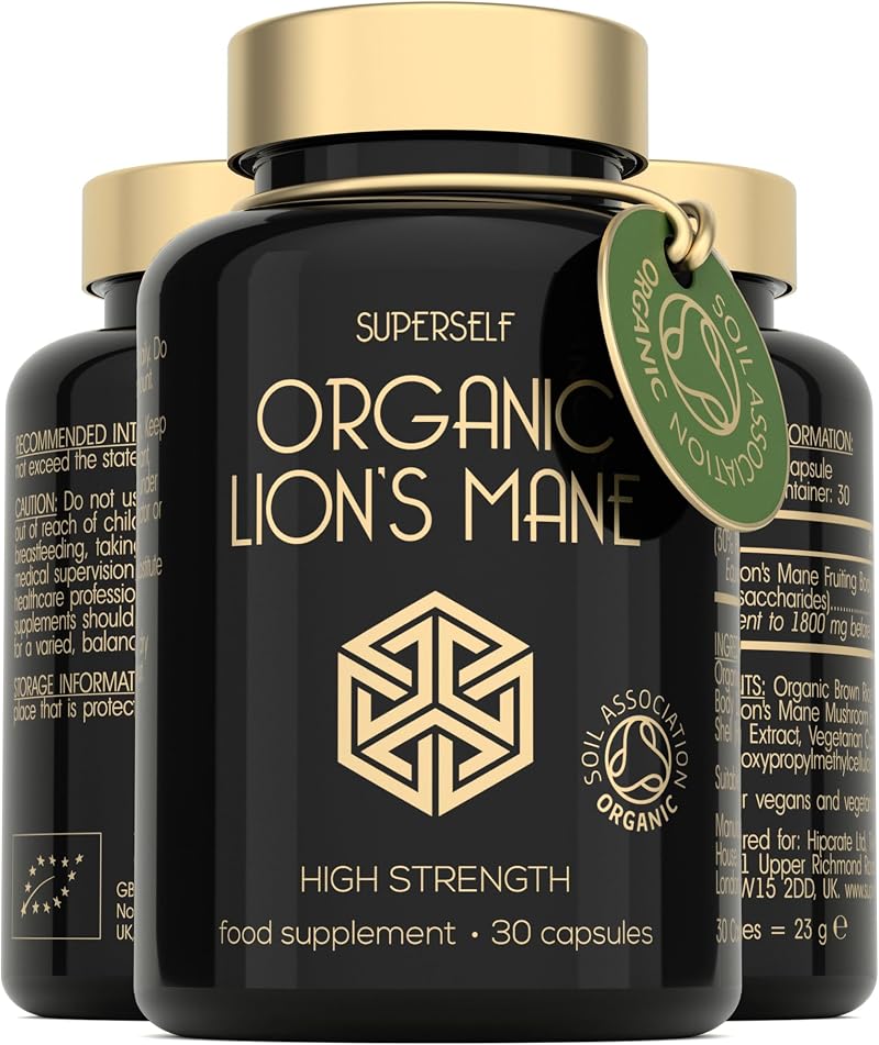 SuperSelf Organic Lion's Mane Supplement 1800mg - 30 Capsules