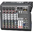 TKLBLS Audio Mixer, 6-Channel Professional DJ Mixer with 99-Bit DSP Effects, 7-Band EQ, 48V Phantom Power, MP3/Computer Input - Studio Audio Mixing Console for Recording & Live Performances
