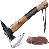 Grumpy Bear 15" Camping Hatchet, Survival Axe with Sheath, High Carbon Steel and Wood Handle, Anti-Slip Grip &ndash; Ideal for Bushcraft, Wood Splitting &amp; Outdoor Adventures