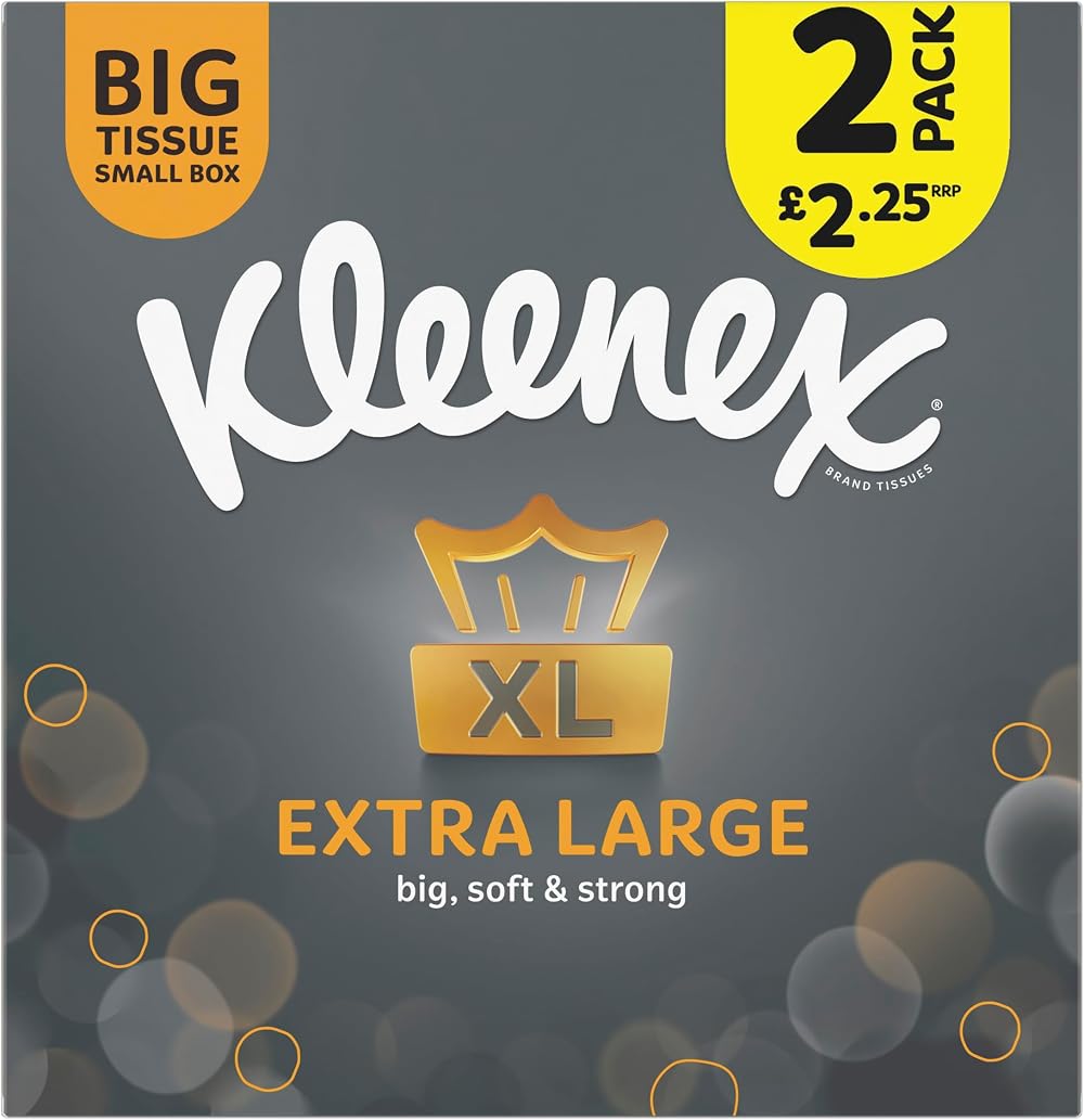 Kleenex Compact Extra Large 44 Tissues Pack of 2 Premium Ultra Soft