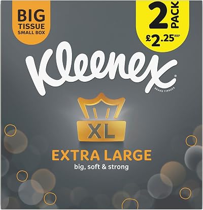 Kleenex Compact Extra Large 44 Tissues Pack of 2 Premium Ultra Soft