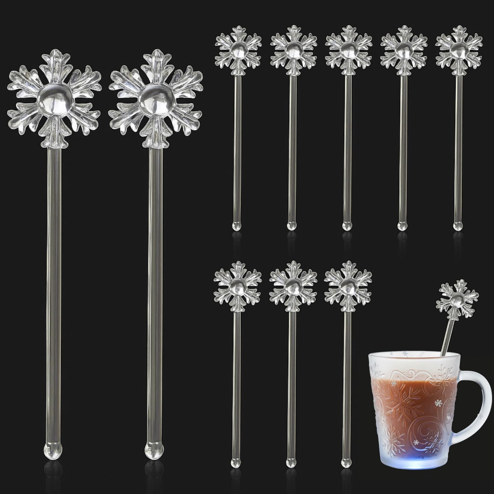 Photo 1 of ***MISSING PARTS***
Chengu 12 Pcs Winter Swizzle Sticks 7 Inch 3D Snowflake Glass Drink Stirrers Reusable Beverage Winter Stir Sticks for Home Party Decor Hot Cocoa Chocolate Bar Supplies(White)