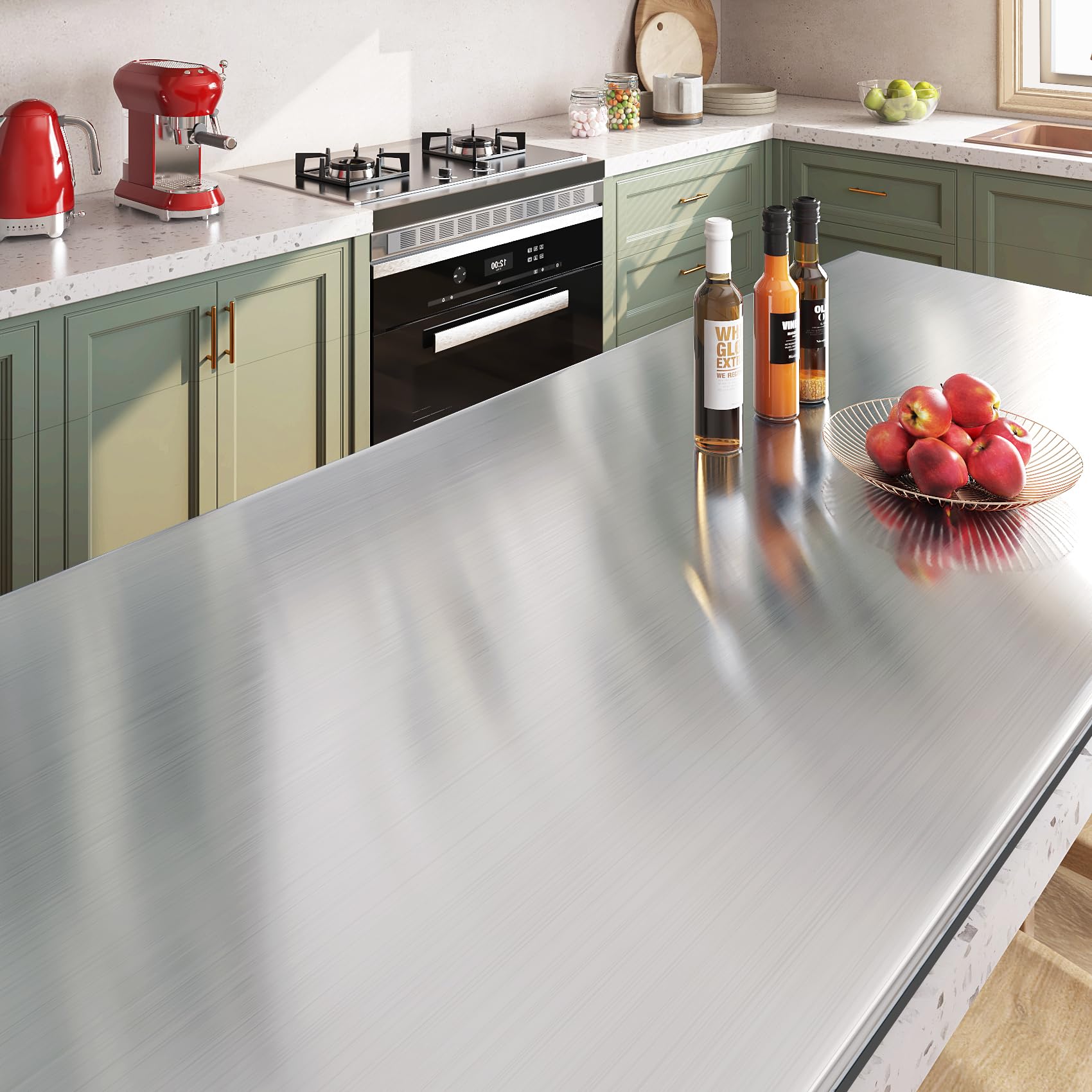 Livelynine Brushed Nickel Peel and Stick Wallpaper Silver Stainless Steel Contact Paper for Appliances Dishwasher Fridge Refrigerator Wrap Cover Adhesive Decorative Vinyl Film 15.8x78.8 in