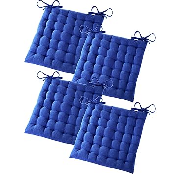 Gräfenstayn® 4er-Set Sitzkissen Stuhlkissen 40x40x5cm für Indoor und Outdoor aus 100% Baumwolle Dicke Polsterung Steppkissen/