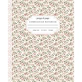 Coquette Composition Notebook Flower: Aesthetic Rose and Lace Pattern Notebook for Women Ideal for School or Work | College Rule Lined Pages