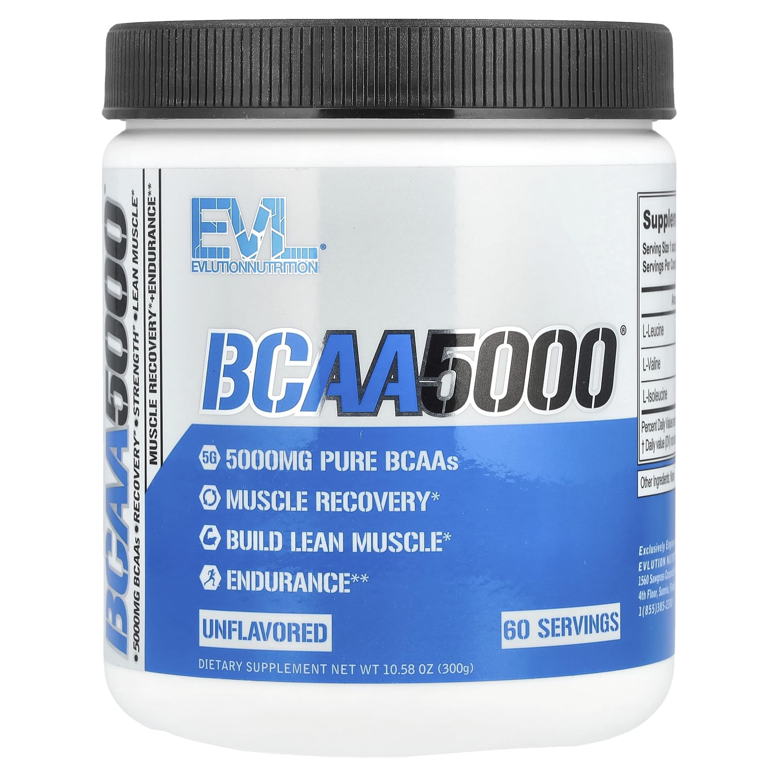 Evlution EVL BCAAs Amino Acids Powder - BCAA Powder Post Workout Recovery Drink and Stim Free Pre Workout Energy - 5g Branched Chain Amino Acids Supplement for Men - Blue Raz