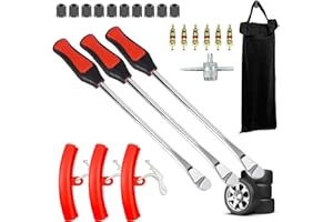Carjuvel 24PCS Tire Repair Kit for Motorcycle, Dirt Bike, ATV – Heavy Duty 14.5” Tire Spoons with Rim Protectors, Valve Core 