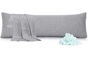 Shredded Memory Foam Full Body Pillow – Cooling Huggable Long Pillow for Body Relief - with Soft Zippered Washable Cover，Extr