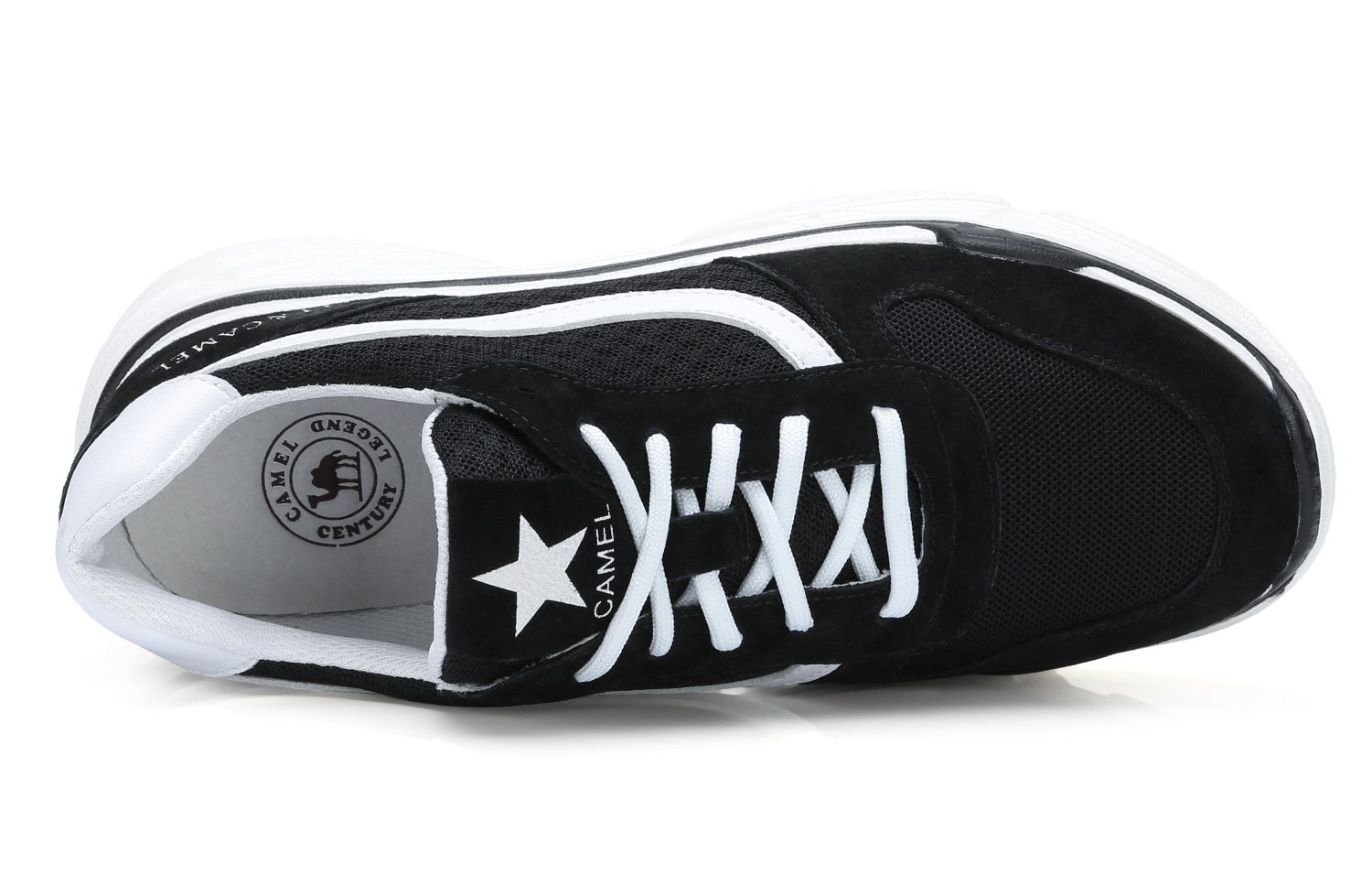 CAMEL CROWN Women\'s Casual Athletic Shoes Mesh Breathable Lace-up Walking Travel Fashion Chunky Dad Sneakers Black White Size 9
