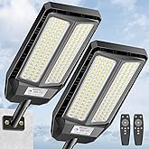 Adewalk 5000W Solar Lights Outdoor - 7000K LED Solar Street Lights Outdoor with Motion Sensor and Remote Control, IP66 Waterproof, Dusk to Dawn for Yard, Patio, 2 Pack