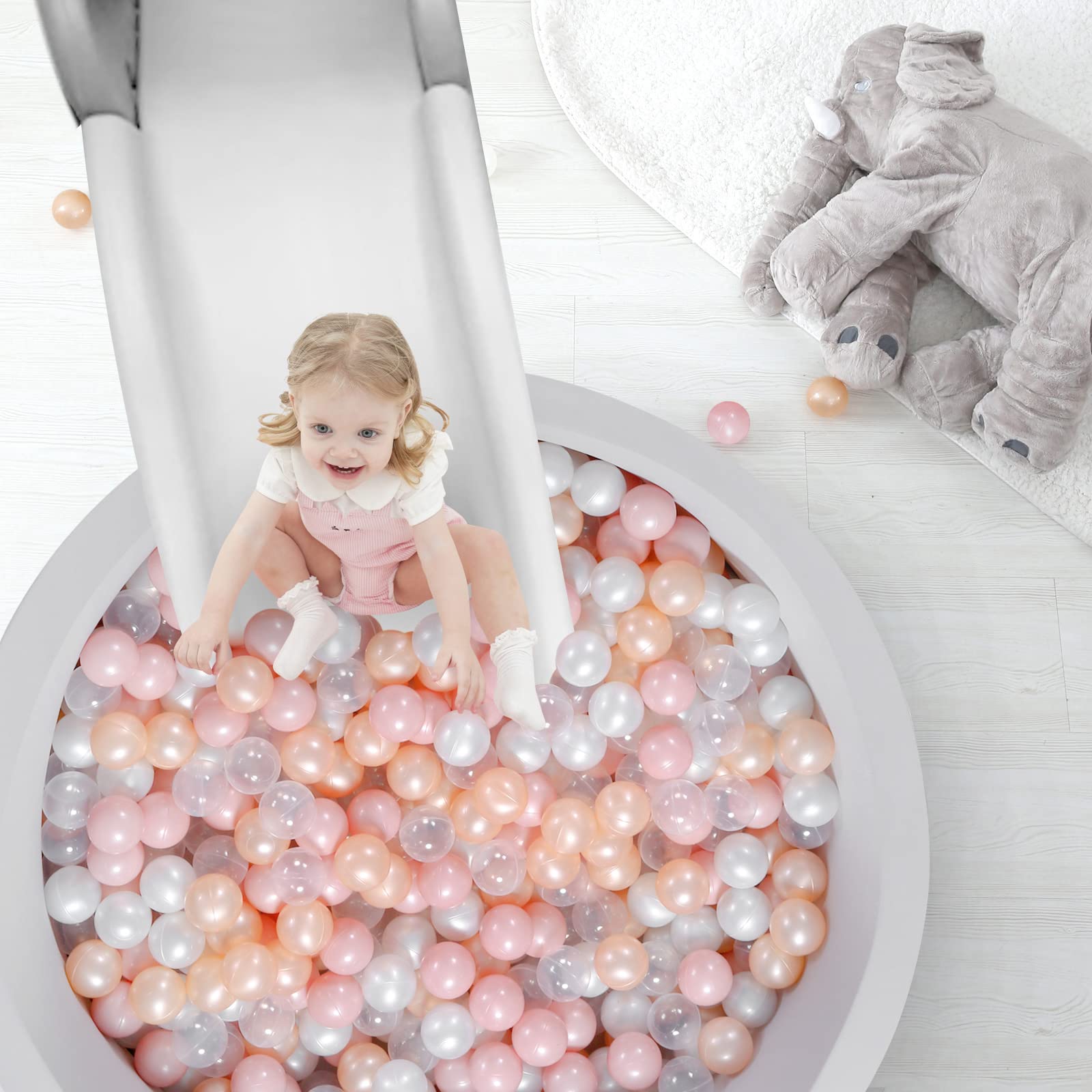 TRENDPLAY Plastic Balls for Ball Pits 2.2 Inch, Pack of 50 100 200 500 Hollow Balls, Perfect for Toddler Baby Pools,Party,Festival Decoration