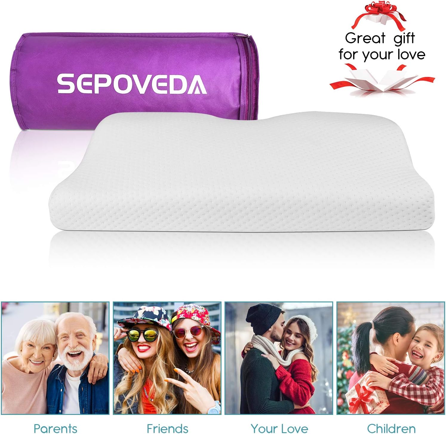 SEPOVEDA Contour Memory Foam Pillow，Orthopedic Sleeping Pillows for Side, Back and Stomach Sleepers Ergonomic Cervical Pillow for Neck Pain Standard: Home & Kitchen