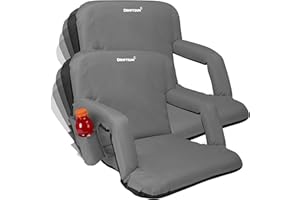 Driftsun 2 Pack Standard Size Stadium Seats with Back Support - Deluxe Foldable Stadium Chairs for Bleachers - Folding Waterproof Sport Chair - Easy to Transport