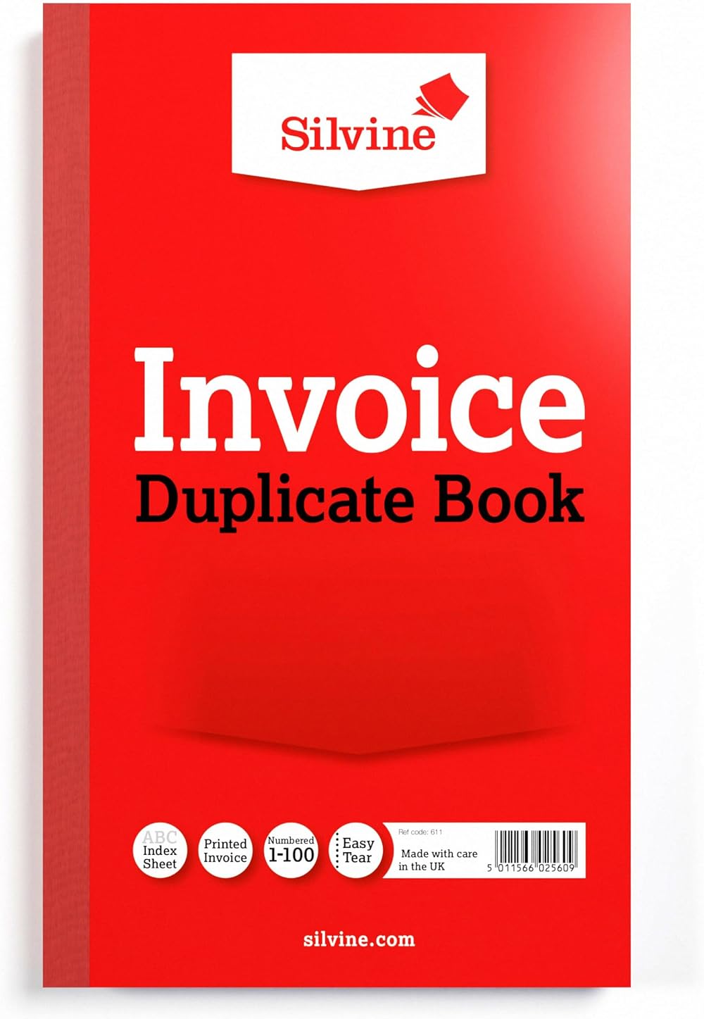 Silvine Duplicate Invoice Book 1-100 with Index Sheet 210x127mm gloss cover