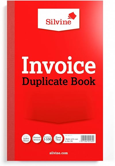Silvine Duplicate Invoice Book 1-100 with Index Sheet 210x127mm gloss cover