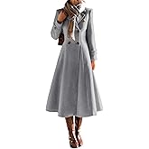 IDEALSANXUN Womens Long Wool Coat Fall Winter Double Breasted Trench Coat Peacoat Jackets