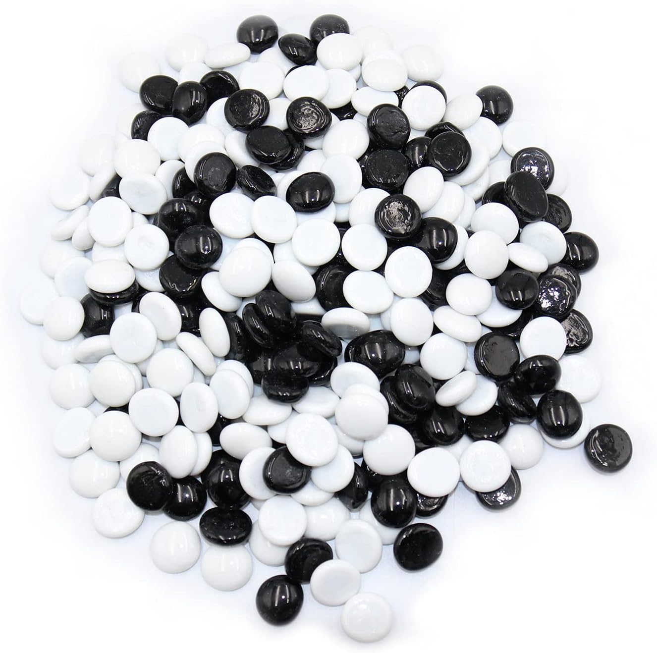 Vase Fillers - Flat Glass Marbles for Vases - 5 LB Mixed Black and White Decorative Stone Beads for Vases, Table Scatter, Aquarium and Fish Tank Pebbles, Party Centerpieces, Gem Décor, Mosaics, Floral Displays