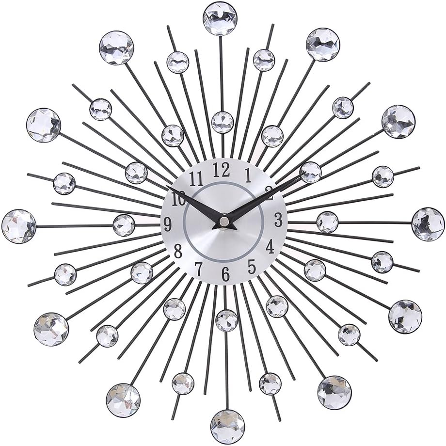 Occitop Creative Wall Clock Crystal Silver Wall Clock Personality Art Decoration Living Room Bedroom Clock