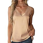 Mawor Satin Tank Tops for Women Casual V Neck Silk Basic Cami Camisoles