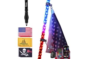 Tavaray 6FT Whip Lights with Spring Base, LED Whip Lights with App & Remote Control, 360° Spiral Chasing Lighted Whips for Side by Side with Rocker Switch, LED Whip for UTV, ATV, SXS, Polaris RZR