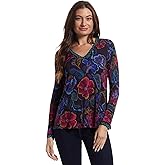 Johnny Was The Janie Favorite Long Sleeve V-Neck Swing Tee- A