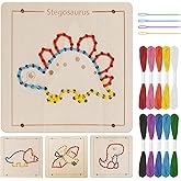 Montessori Wooden Lacing Dinosaur Toys for Toddlers and Kids Ages 2-4 5-7, Sewing Kit Fine Motor Skill Busy Board, Education 