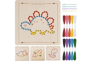 JAIIMEN Montessori Wooden Lacing Dinosaur Toys for Toddlers and Kids Ages 2-4 5-7, Sewing Kit Fine Motor Skill Busy Board, Education Sensory Preschool Toy for 1 2 3 4 Year Olds, Birthday Gift for Boys Girls