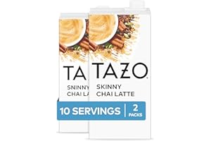 TAZO Skinny Chai Latte Concentrate, Hot or Iced Black Tea, Easy-to-Serve, Everyday Low Calorie Lattes and Mocktails, 32 oz Carton (Pack of 2)