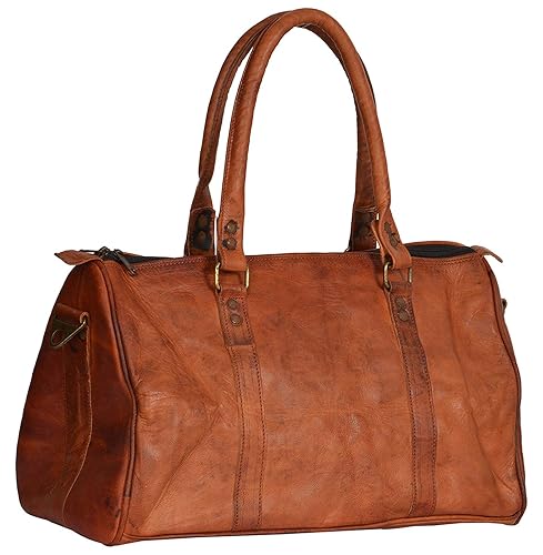 Leather bag Unisex Leather Softsided Duffle (Tan, 16-Inches) SE1
