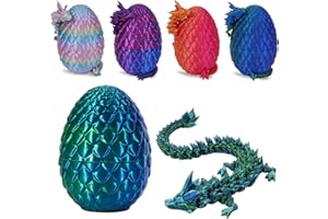 Cessfle 3D Printed Dragon in Egg, Crystal Dragon Eggs with Dragon Inside, Full Articulated Dragon Eggs 3D Dragon Toys, Mystery Dragon Egg for House of Dragon, 3D Printed Animals Fidget Toys