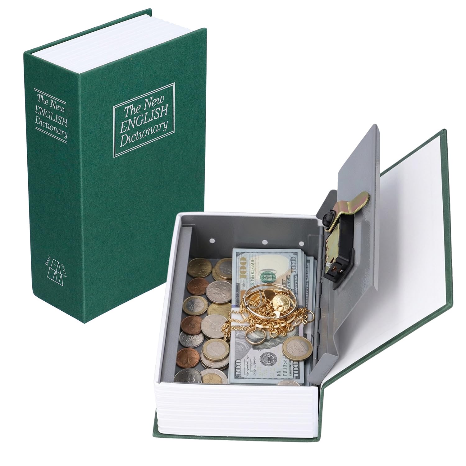 Tissting Book Safe with Combination Lock, 7.1 x 4.6 x 2.2in English Dictionary Book Hidden Storage Box Steel Code Secret Safe Book for Cash Jewelry