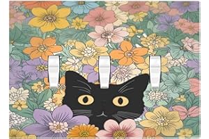 Donecmminery Decorative Switch Plates Funny Cute Cartoon Cat Floral Colorful Flower 3 Gang Wall Plate Triple Toggle Light Switch Cover Faceplate Electrical Wall Panels For Kids Room Nursery Decor
