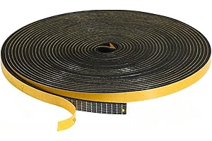 10mm*3mm/10m Self-Adhesive Foam Weather Stripping Tape, Black Insulation Seal Strip for Doors and Windows Sound Proofing