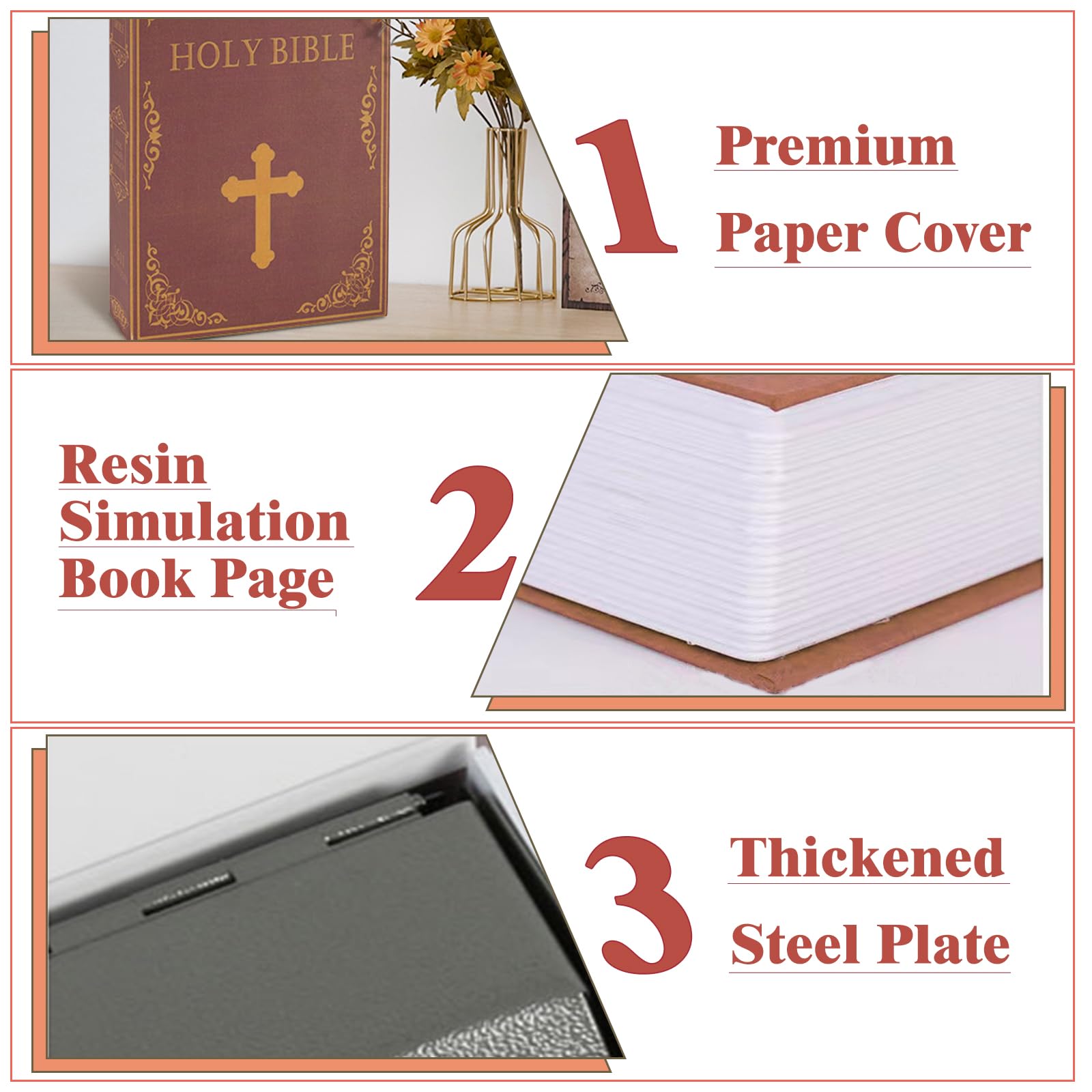 Book Safe Box with Combination Lock, Diversion Safe