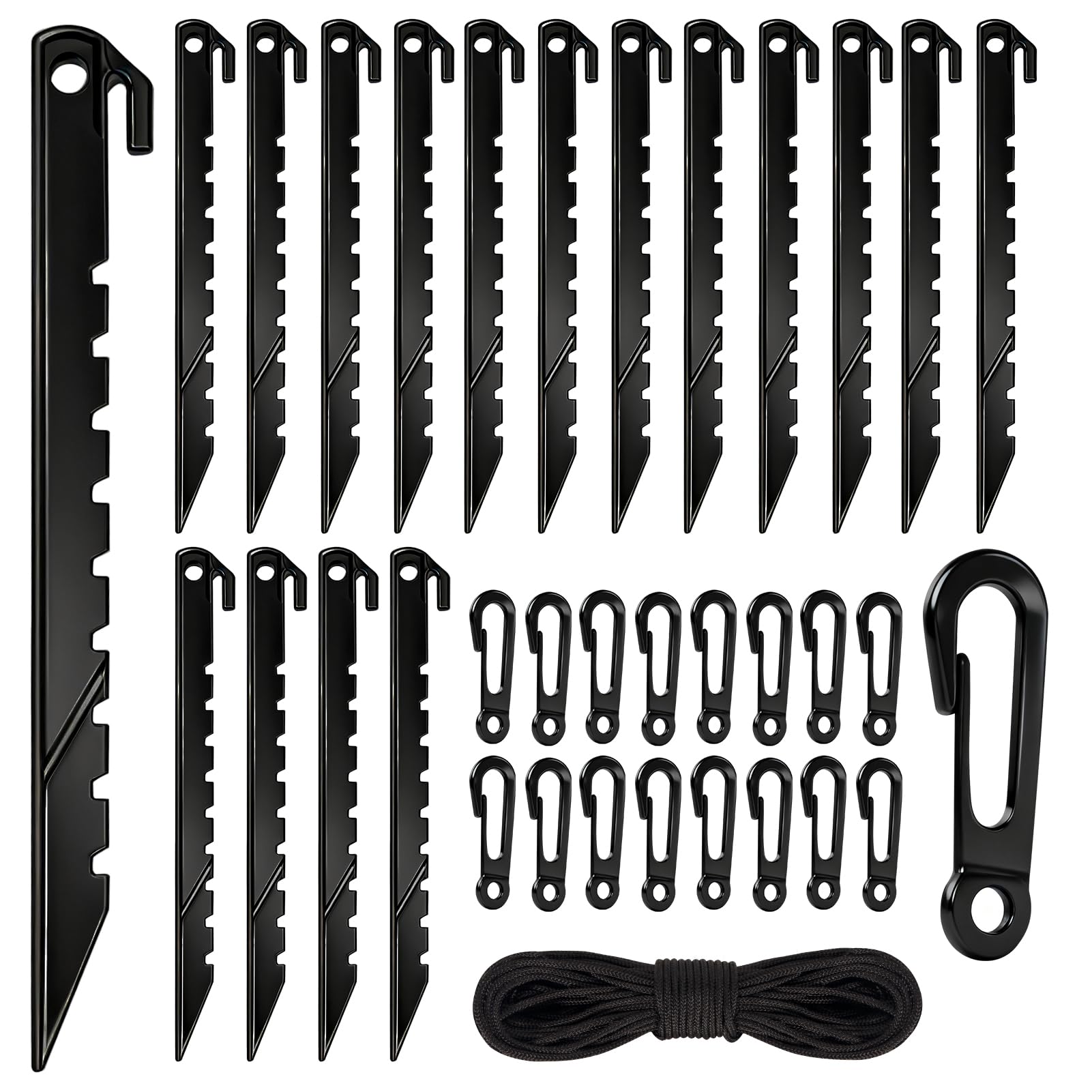 Photo 1 of 33Pcs Inflatable Stakes and Tether, Heavy Duty Plastic Tent Stakes with Hooks for Inflatables Spikes Replacement Halloween Christmas Holiday Inflatable Decoration Accessories for Garden Home Lawn