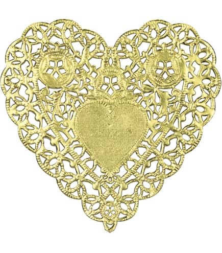 Amkoskr 14 Inch 100 Pcs Round Lace Gold Paper Doilies Gold Foil Paper Placemats - View #3