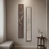 Long Narrow Framed Neutral Abstract Vertical Wall Art Set, 2 Piece Modern Canvas Prints Paintings Artwork for Walls, Beige and Brown Minimalist Pictures for Hallway Entryway Living Room Bedroom Decor