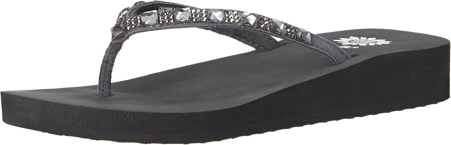 yellow box jeweled flip flops