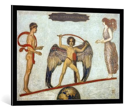 kunst für alle Bild mit Bilder-Rahmen: Franz von Stuck Die Liebesschaukel - dekorativer Kunstdruck, hochwertig gerahmt, 90x65
