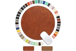 BESEZX Mouse Pad，Round Mouse Pad，PU Mouse Pad，Leather Mouse Pad with Stitched Edge Micro-Fiber Base with Non-Slip Waterproof，Mouse Pad for Computers，Laptop，9 x 9 Inch (Caramel Brown)